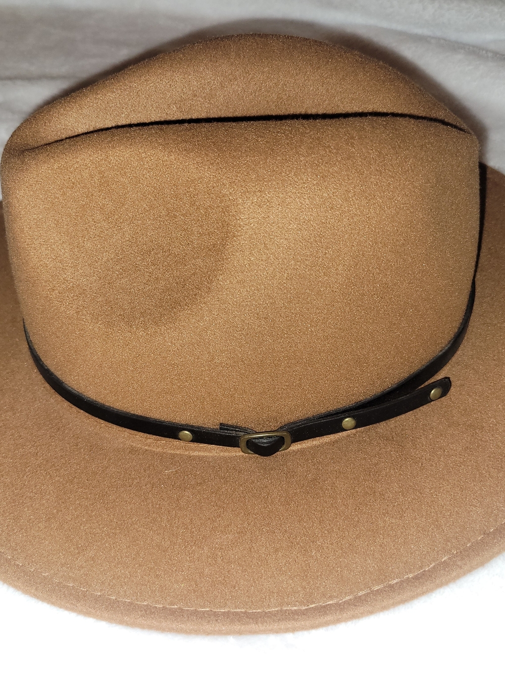 Unisex Classic Tan Felt Fedora with Leather Band